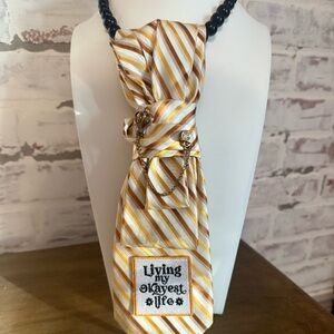 Upcycled Custom Statement TIE Necklace – “Living My Okayest Life”
